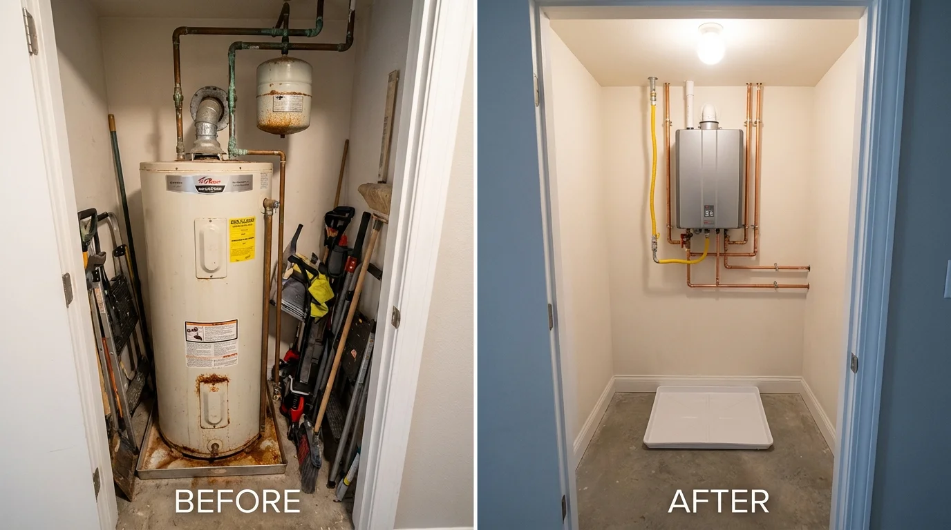 Tank water heater versus wall-mounted tankless unit comparison for Ledbetter, KY homeowners