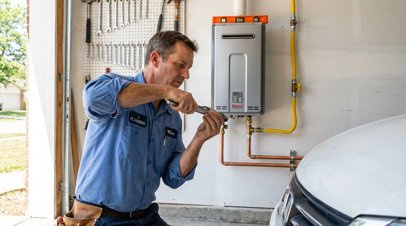 Tankless water heater installation by a Johns Plumbing LLC plumber in Ledbetter